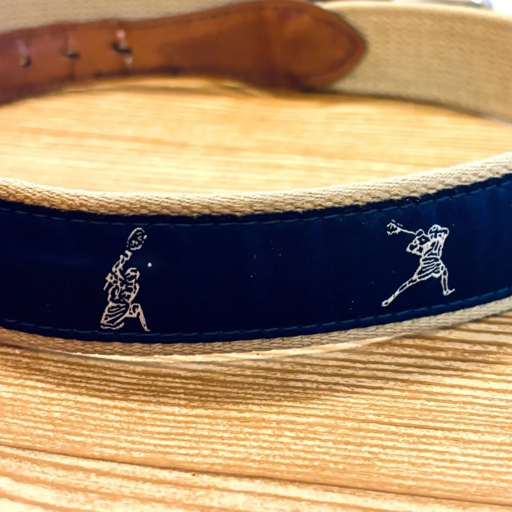 The Belted Cow Co. Lacrosse Woven Cotton & Leather Belt Maine, USA Men's 34